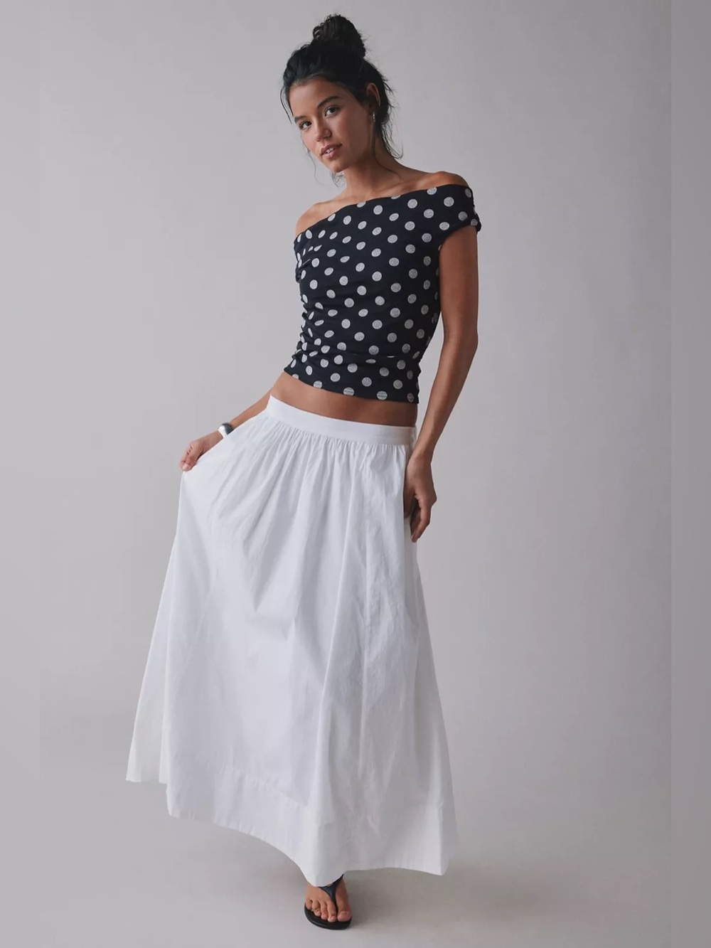 NWT BDG Urban Outfitters Fia Polka Dot Off Shoulder Top